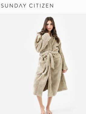 Sunday Citizen Plush Bath Robe S/M Women Color Bare MSRP $160